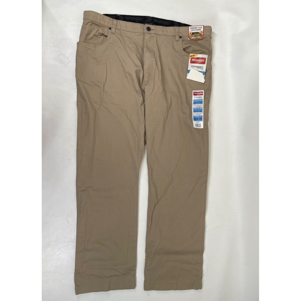 Wrangler Performance Series Straight Fit Khaki Pants Mens 40x30 Tan NWT